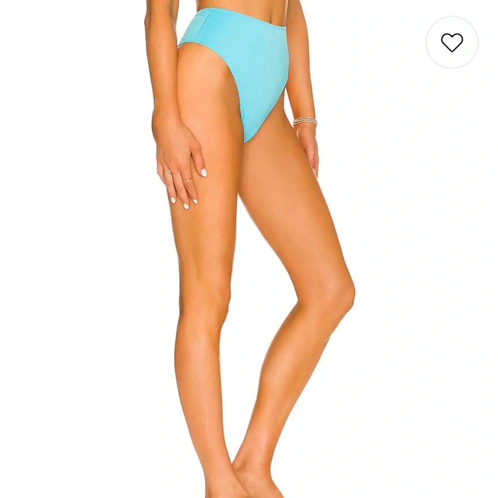 Frankies Bikinis Anne Plisse High Waisted Bikni Bottom in Aquamarine
